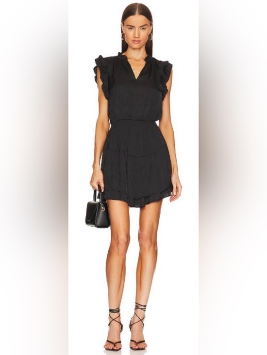 Steve Madden Dresses & Skirts - Steve Madden Prairie Dreams Satin V-Neck Ruffle Cap Sleeve Mini Dress Sz S